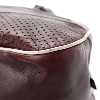 Prada Vitello Drive Perforated Bowling Bag Brown 7 of 12