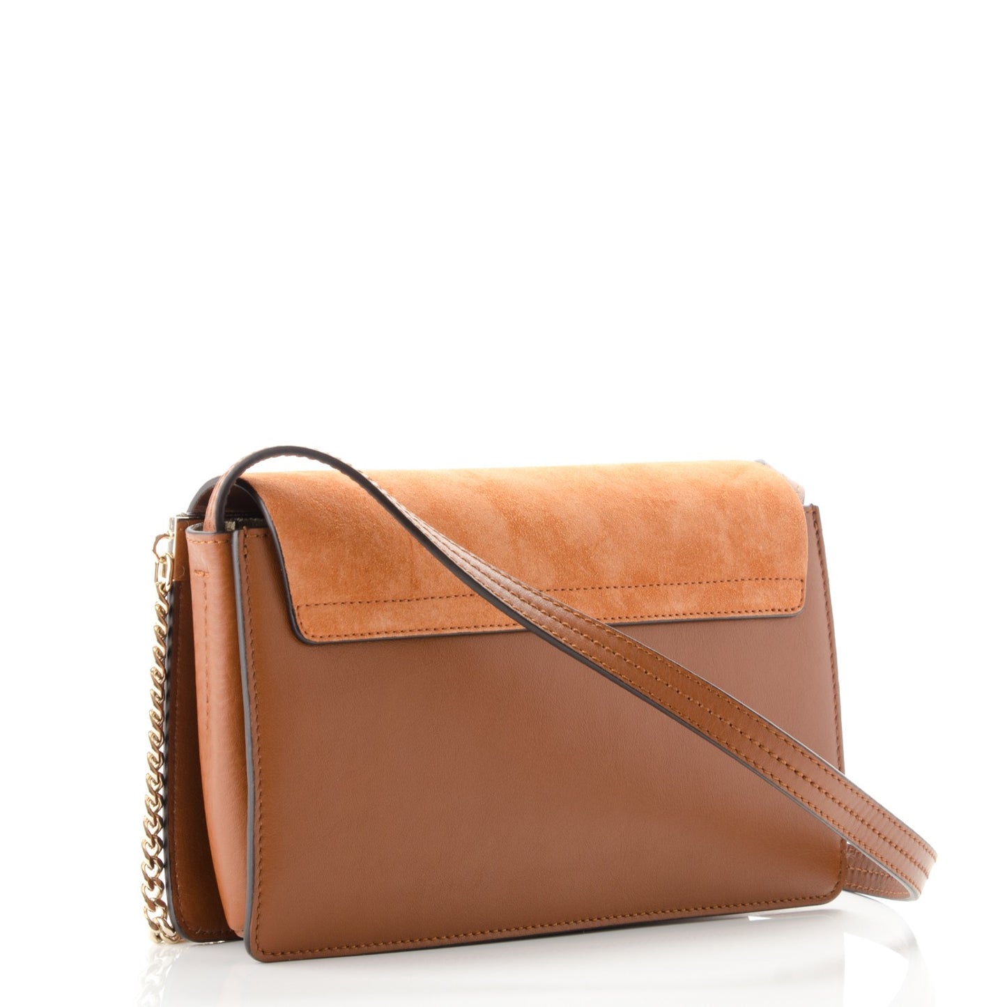 Suede Calfskin Small Faye Shoulder Bag Tobacco