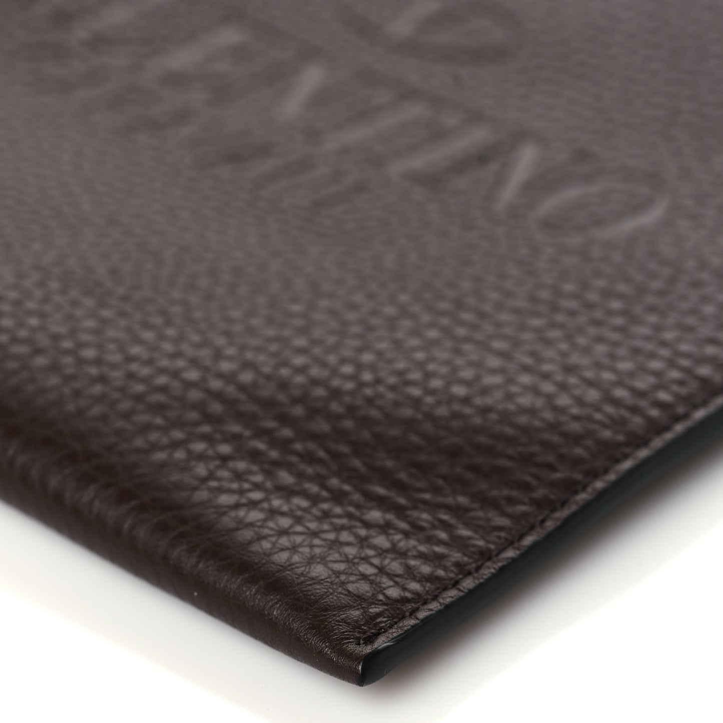 Pebbled Calfskin Roman Stud Logo Crossbody Pouch Brown