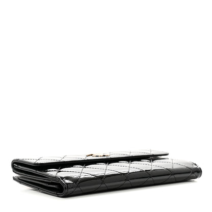 Chanel Patent Quilted Large Brilliant Flap Wallet Black 4 of 10