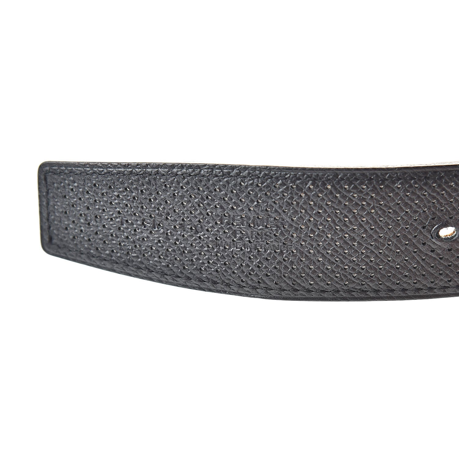 Hermes Epsom Perforated 32mm Belt Strap 80 Black Gold 3 of 10