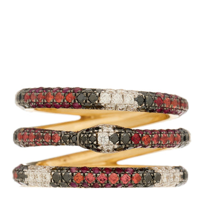 Gucci 18K Yellow Gold Black Diamond Topaz Sapphire Diamond Ouroboros Snake Three-Row Ring 53 6.25 1 of 7