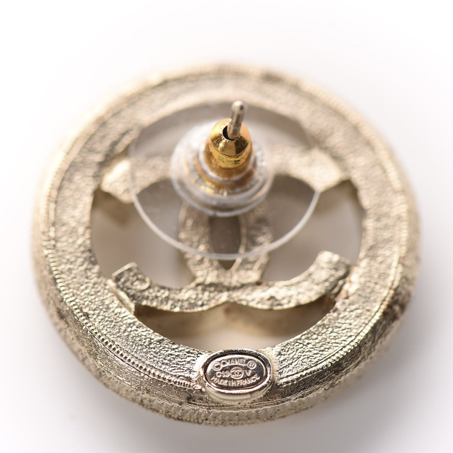 Pearl CC Round Earrings Gold