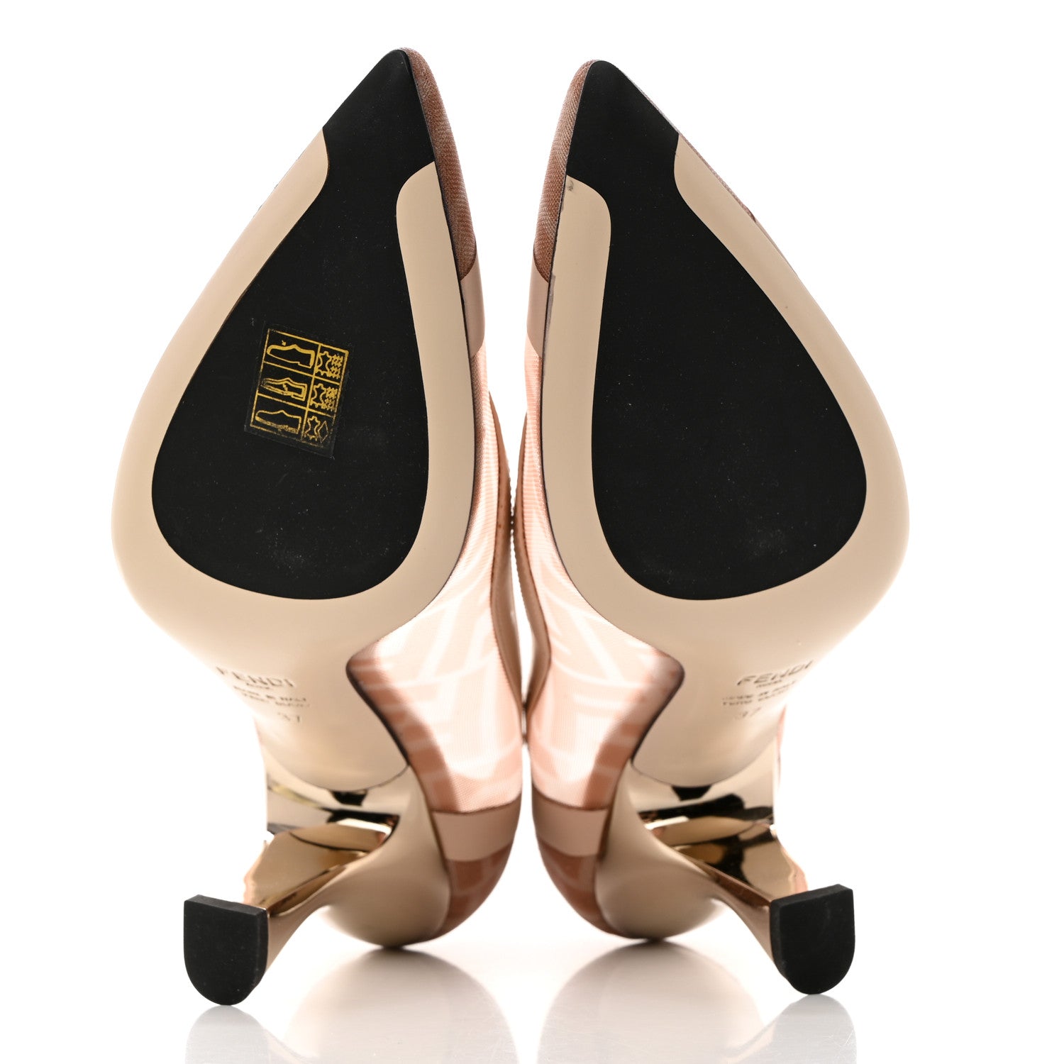 Fendi Technical Mesh Vitello Gommato FF Colibri 85mm Pumps 37 Rose Nudo 5 of 8