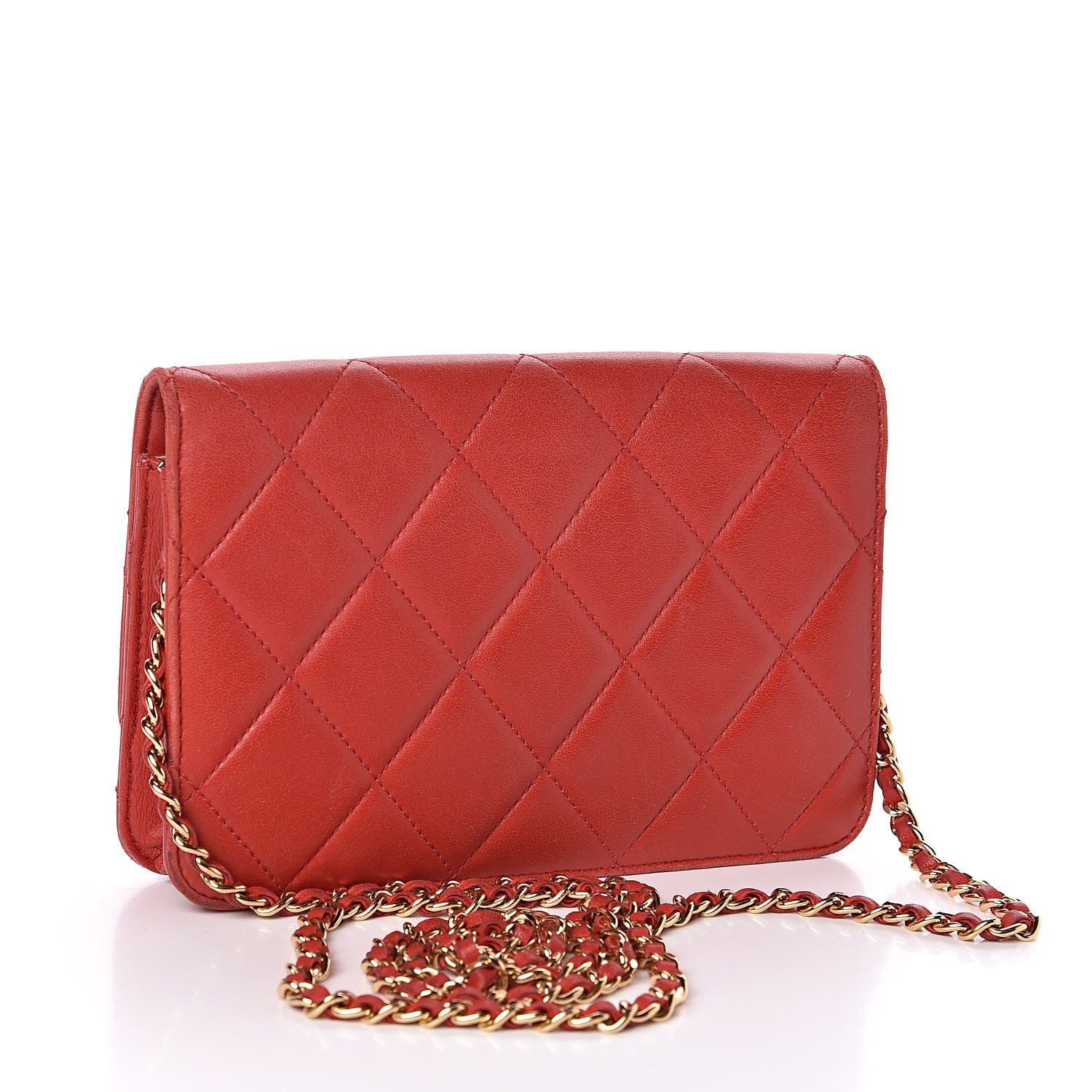 Chanel Lambskin Quilted Golden Class Wallet on Chain WOC Red 3 of 10