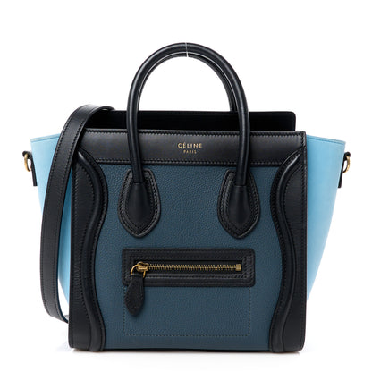 Celine Drummed Calfskin Nubuck Nano Tri-Color Luggage Milky Blue 1 of 10