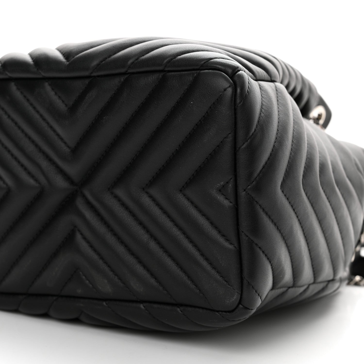 Chanel Lambskin Chevron Small Urban Spirit Drawstring Bag Black 10 of 11