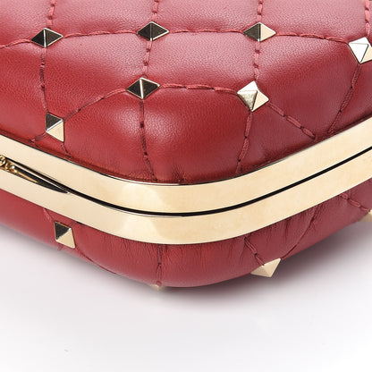 Valentino Garavani Nappa Rockstud Spike Minaudiere Clutch Rosso Valentino 10 of 10