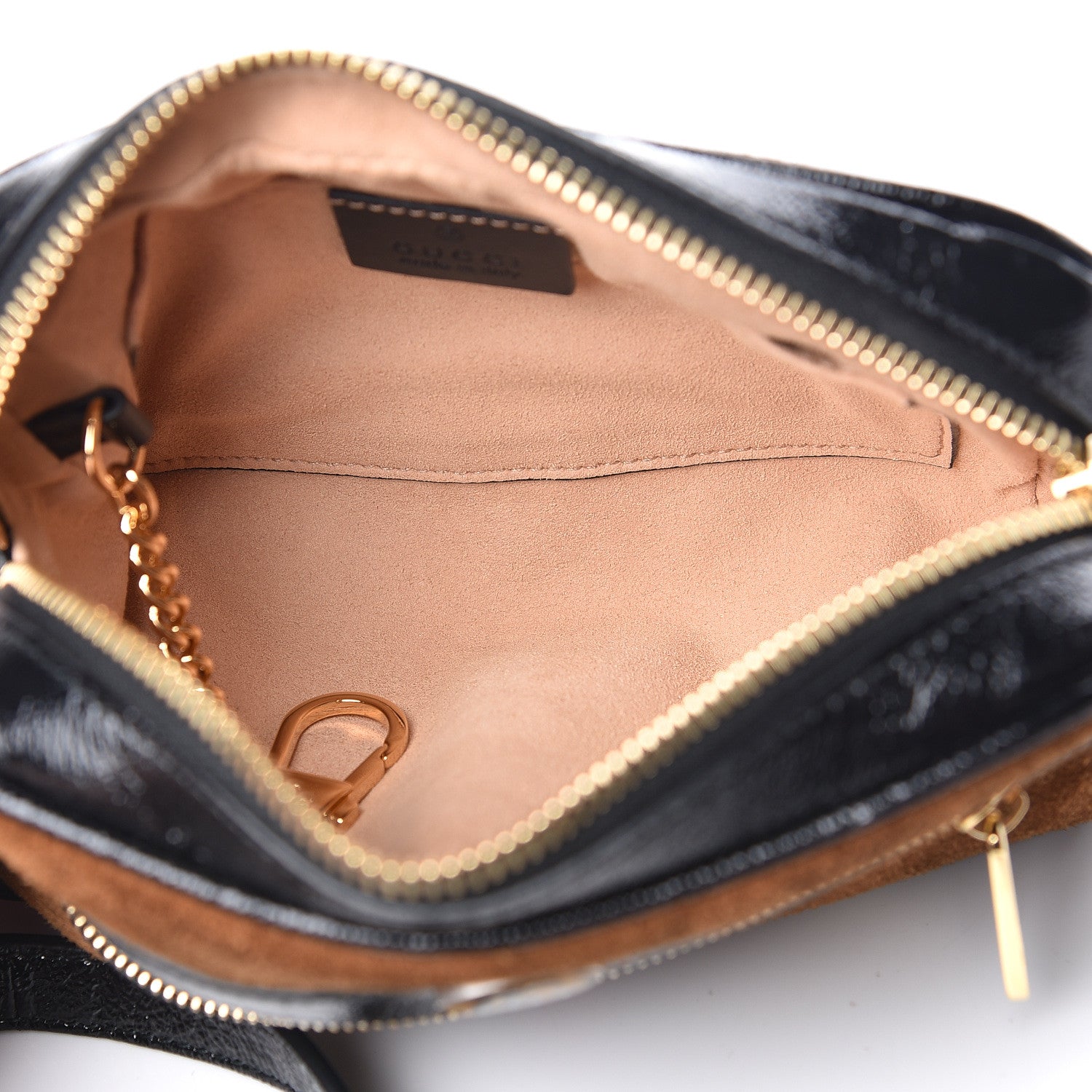 Gucci Suede Patent Web Mini Ophidia Shoulder Bag Nocciola Black 5 of 11
