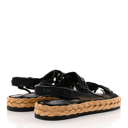 Chanel Mesh Patent Calfskin Velcro Dad Sandals 38.5 Black 4 of 12