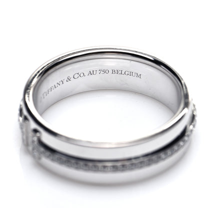 Tiffany 18K White Gold Diamond Wide T Two Ring 49 5 5 of 5