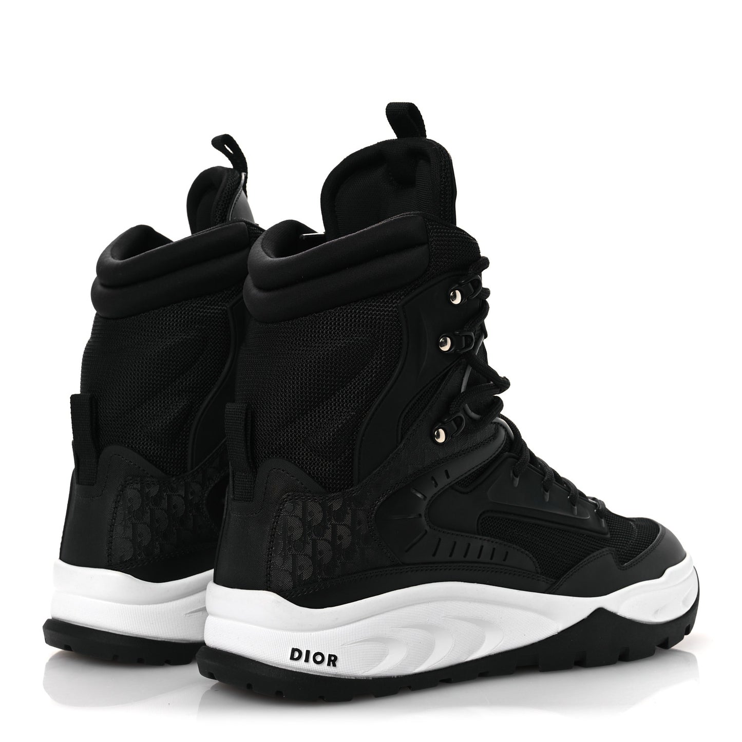 Calfskin Nylon Oblique Mens Snow Ankle Boot 42 Black