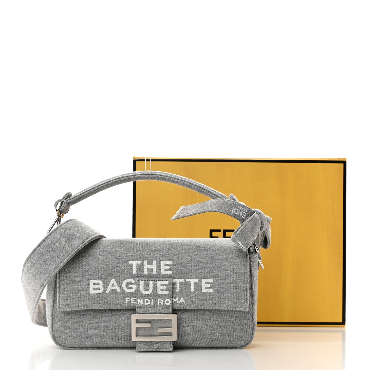【FENDI】ショルダーバッグ Fendi X MARC JACOBS Jersey Logo Medium Baguette Grey Ice 1379287