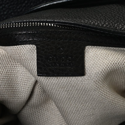 Gucci Pebbled Calfskin Studded Medium Soho Chain Shoulder Bag Black 6 of 11