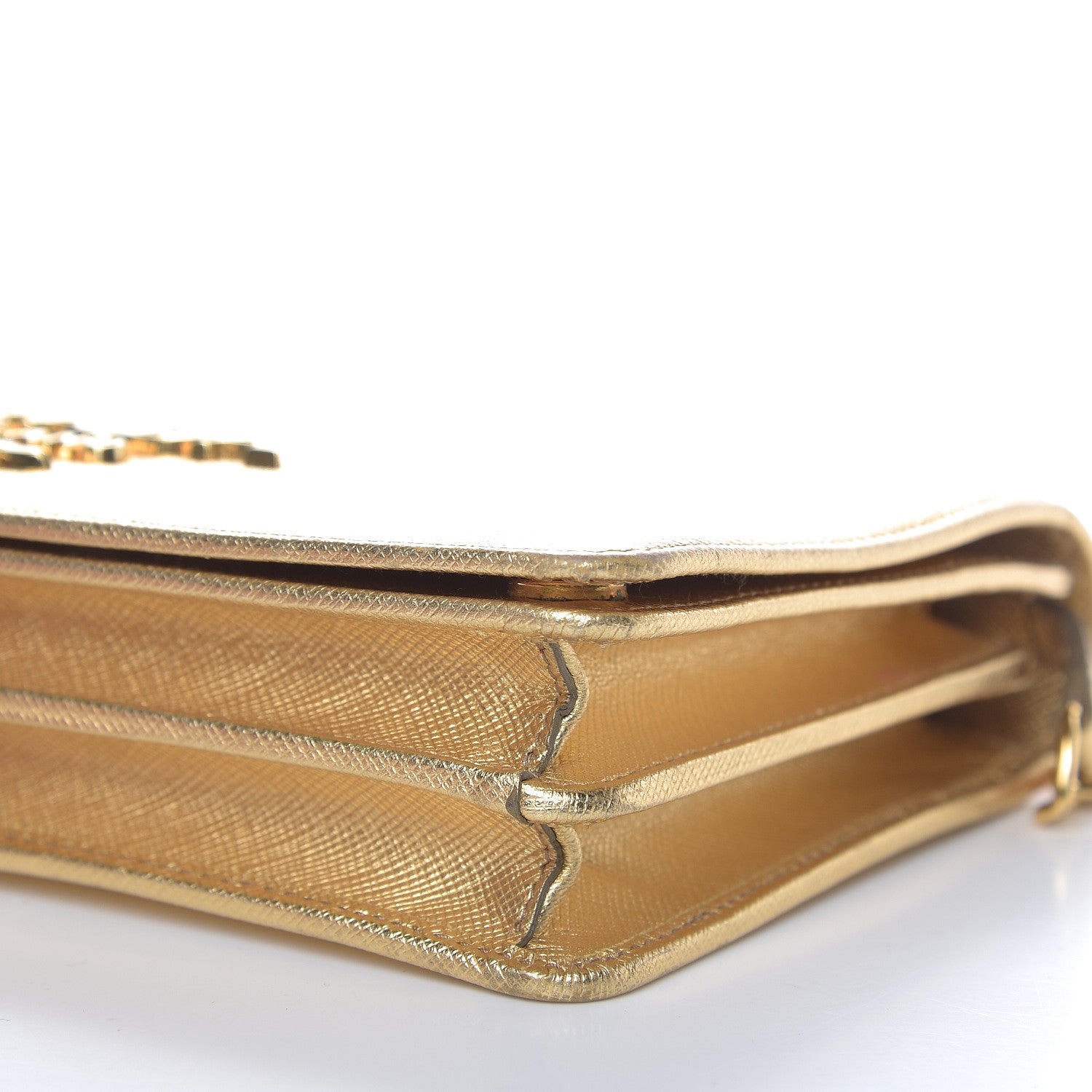 Prada Metallic Saffiano Lux Chain Wallet Platino 8 of 13