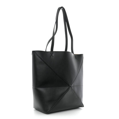 Loewe Shiny Calfskin Medium Puzzle Fold Tote Black 3 of 12