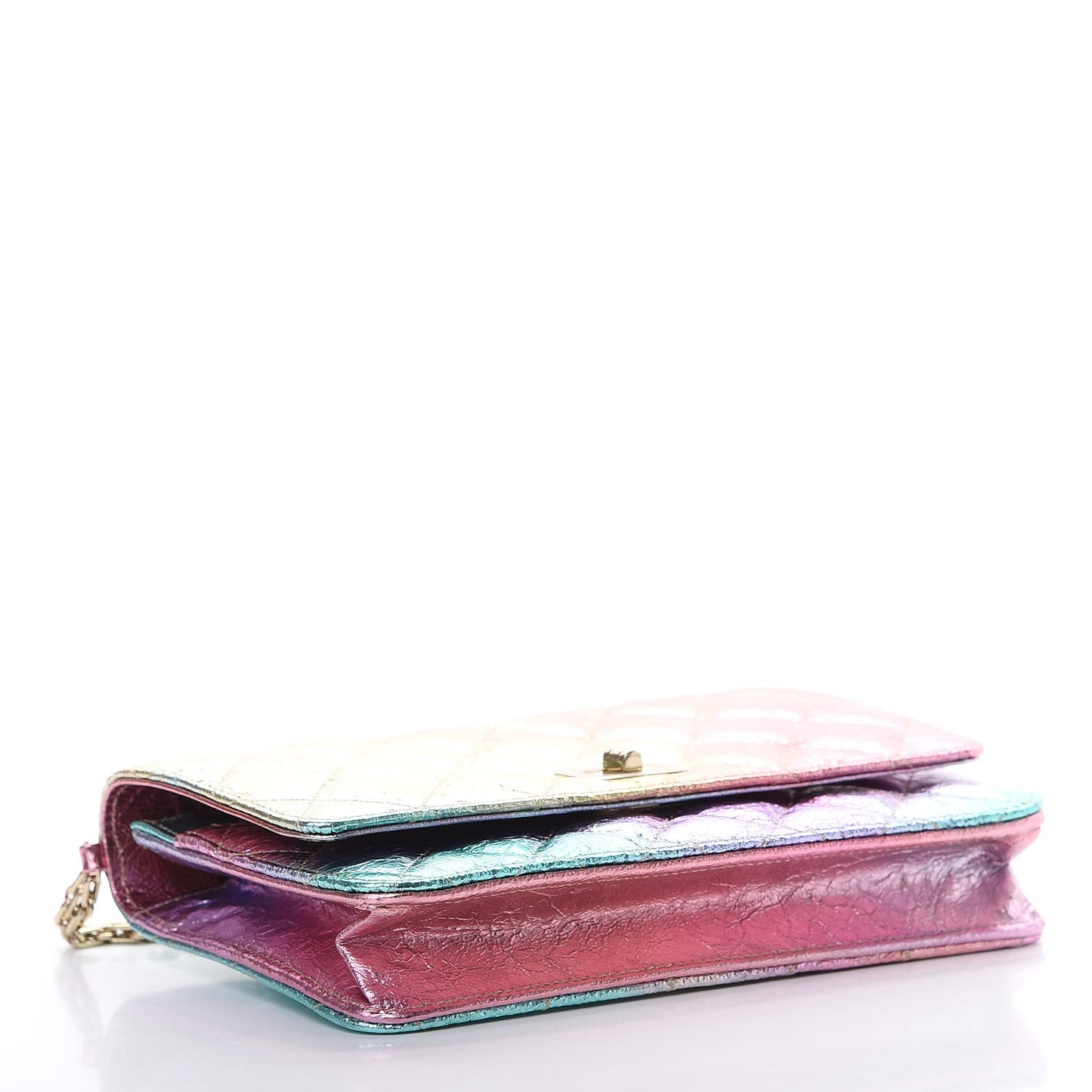 Metallic Goatskin Quilted 2.55 Reissue Wallet on Chain WOC Multicolor