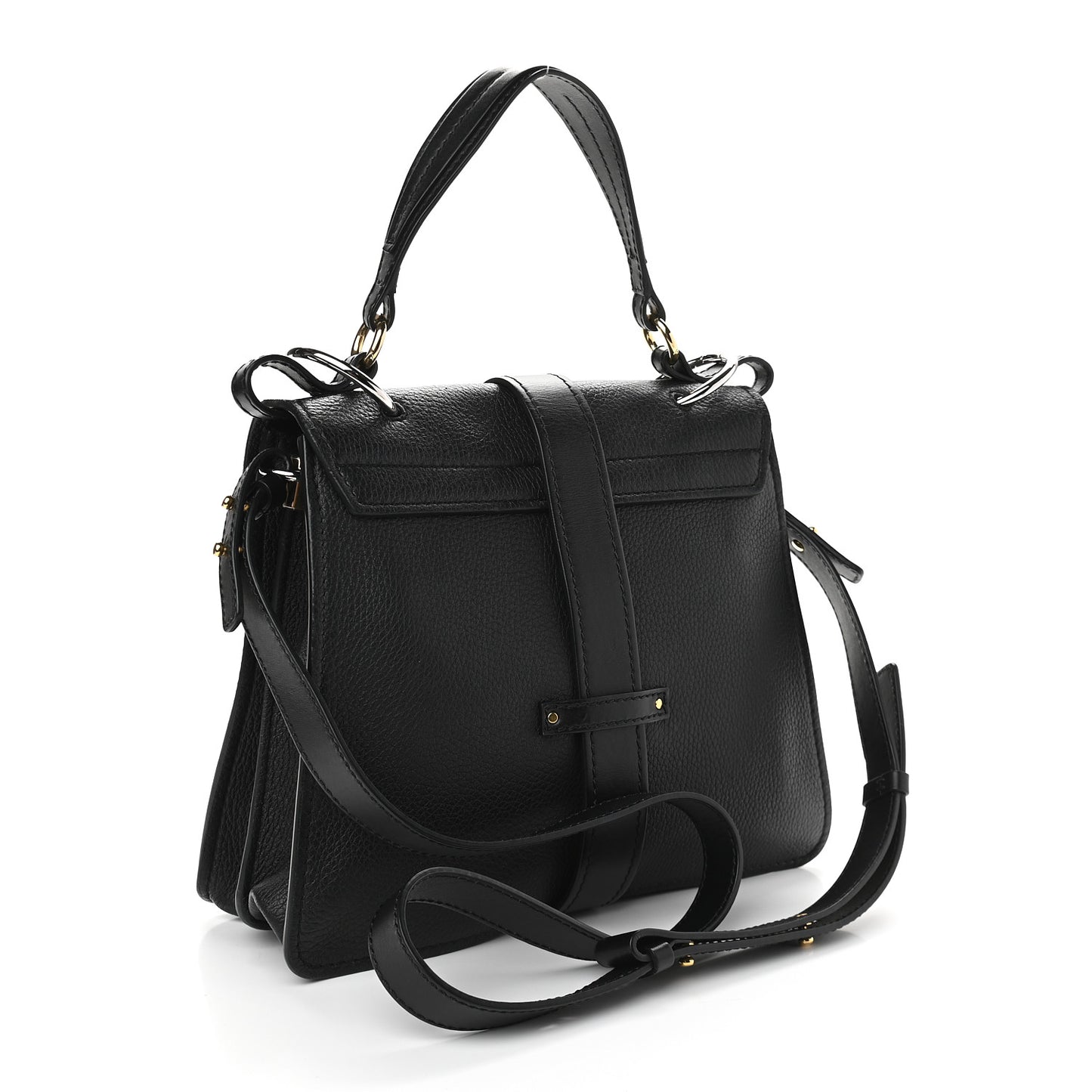 Grained Calfskin Medium Aby Day Shoulder Bag Black