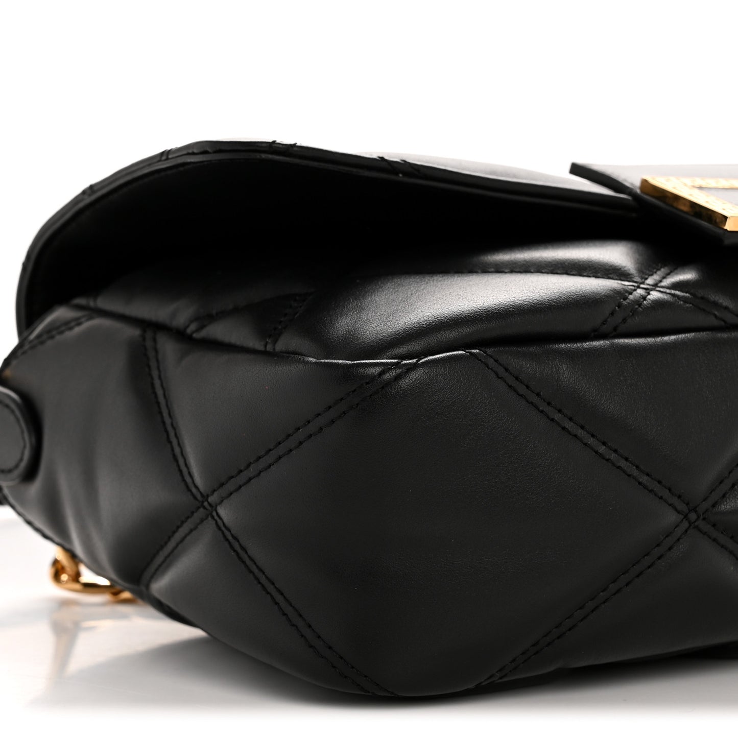 Calfskin Quilted Medusa Medium Top Handle Shoulder Bag Black