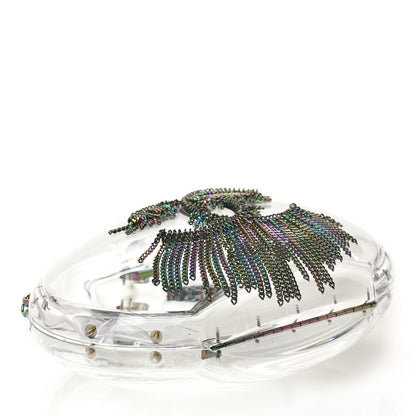 Chanel Plexiglass Iridescent Chain Fringe CC Clutch Clear 4 of 9