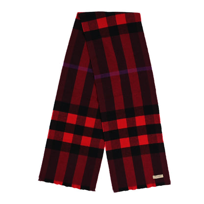 Burberry Wool Cashmere Giant Exploded Check Fringe Scarf Claret 2 of 3
