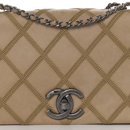 Chanel Suede Diamond Embellished Medium Single Flap Beige 9 of 9