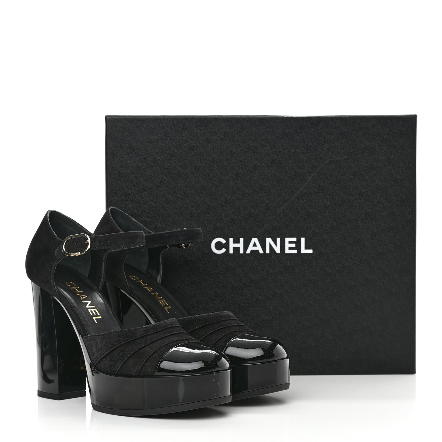 Patent Suede CC Platform Pumps 37.5 Black