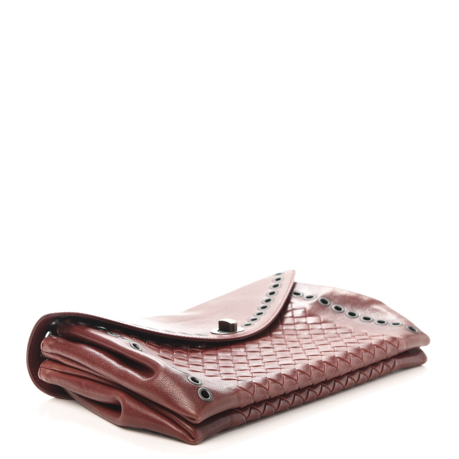 Bottega Veneta Nappa Intrecciato Grommet Flap Clutch Brique 4 of 11