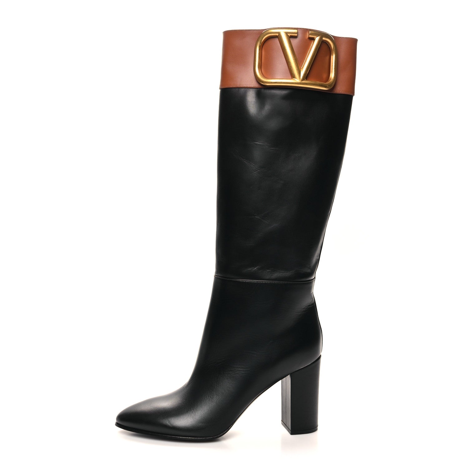 Valentino Garavani Calfskin Vlogo Knee High 85mm Boots 40 Black 1 of 9