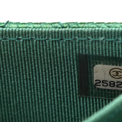Chanel Metallic Caviar Quilted Card Holder Wallet Green 8 of 9