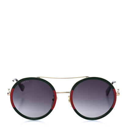 Gucci Metal Round Frame Sunglasses GG0061S Blue Red 2 of 10