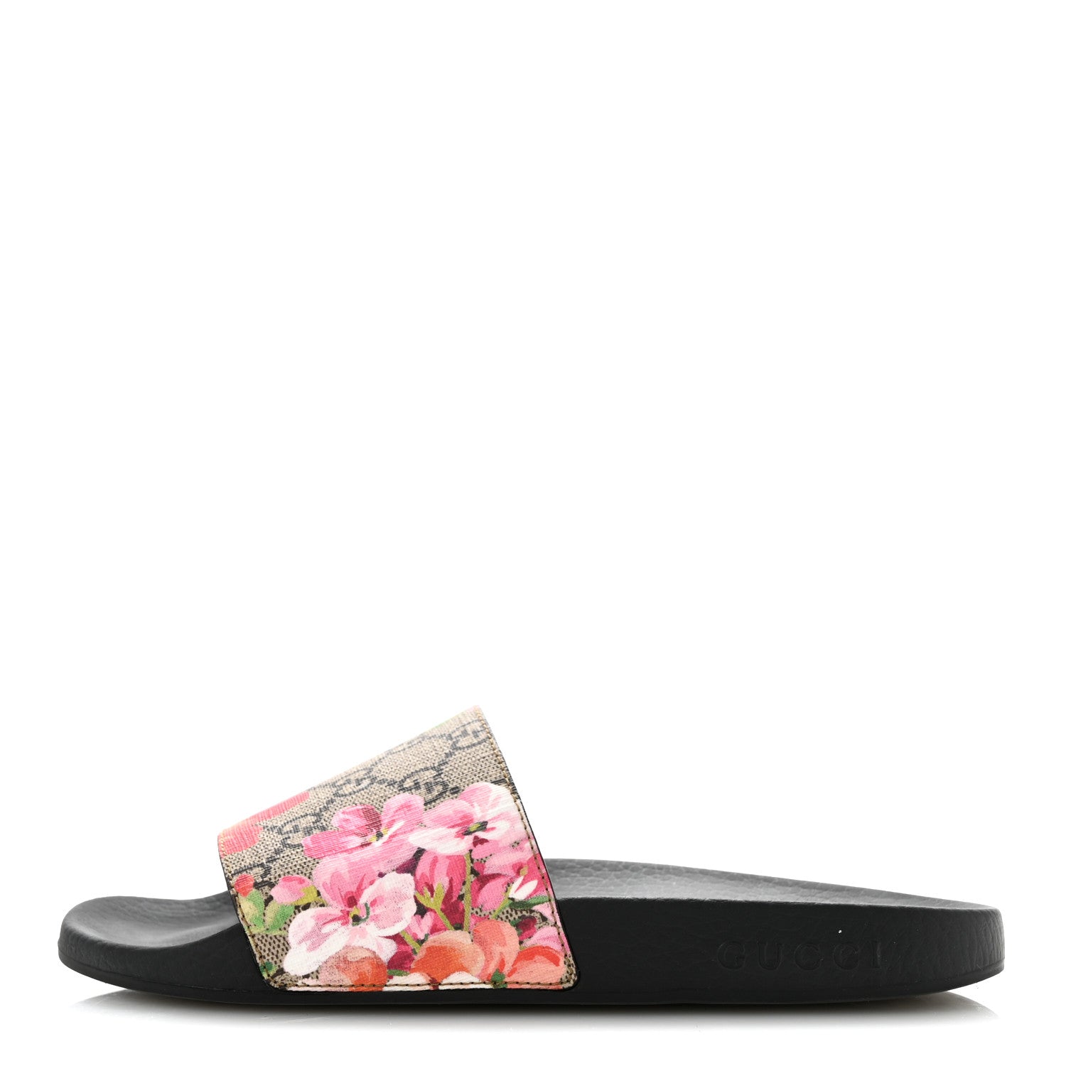 Gucci GG Supreme Monogram Blooms Slide Sandals 37 Beige Multicolor 1 of 11