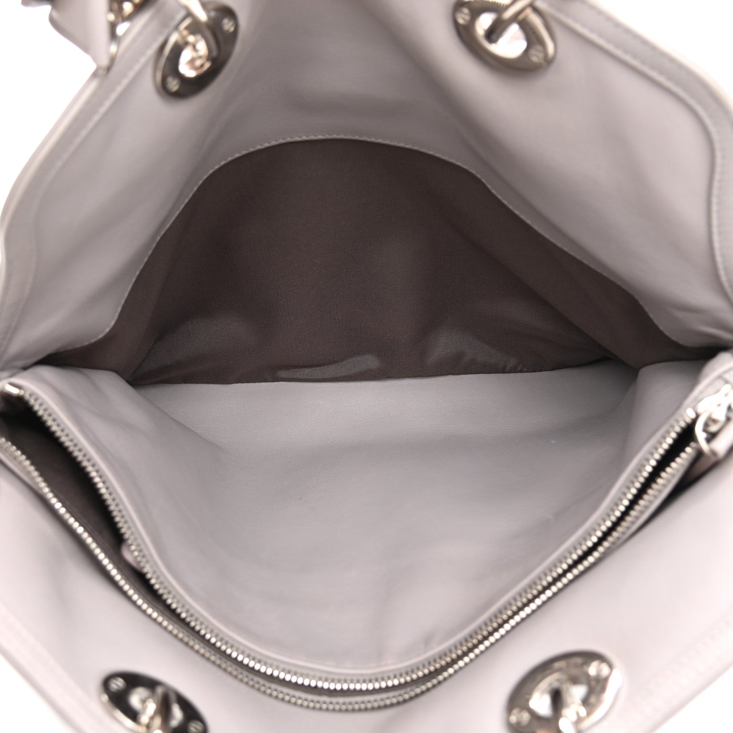 Christian Dior Lambskin Cannage Medium Granville Tote Grey 4 of 16