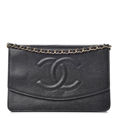 Chanel Caviar Timeless CC Wallet On Chain WOC Black 1 of 11