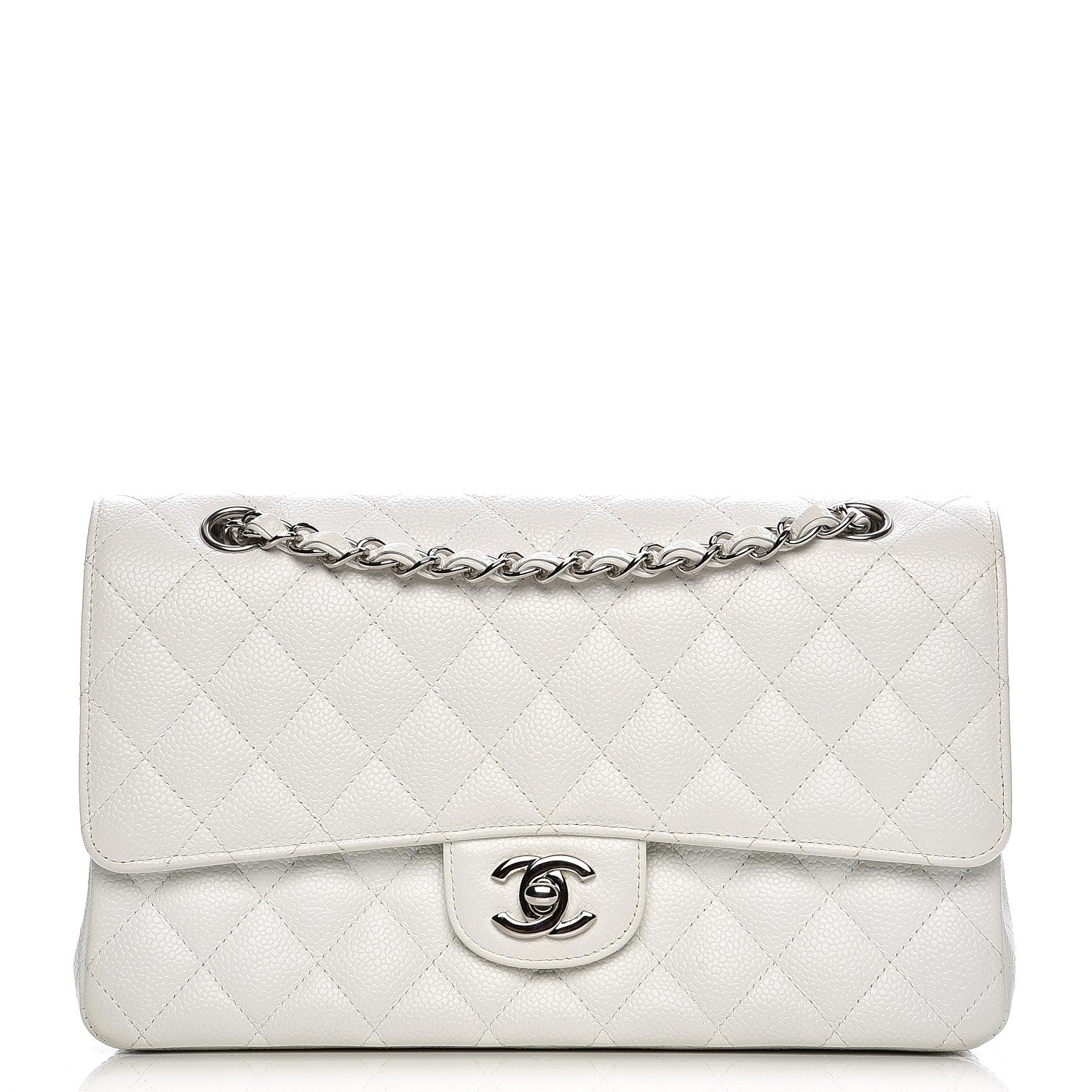 Chanel Caviar Quilted Medium Double Flap White 1 of 12