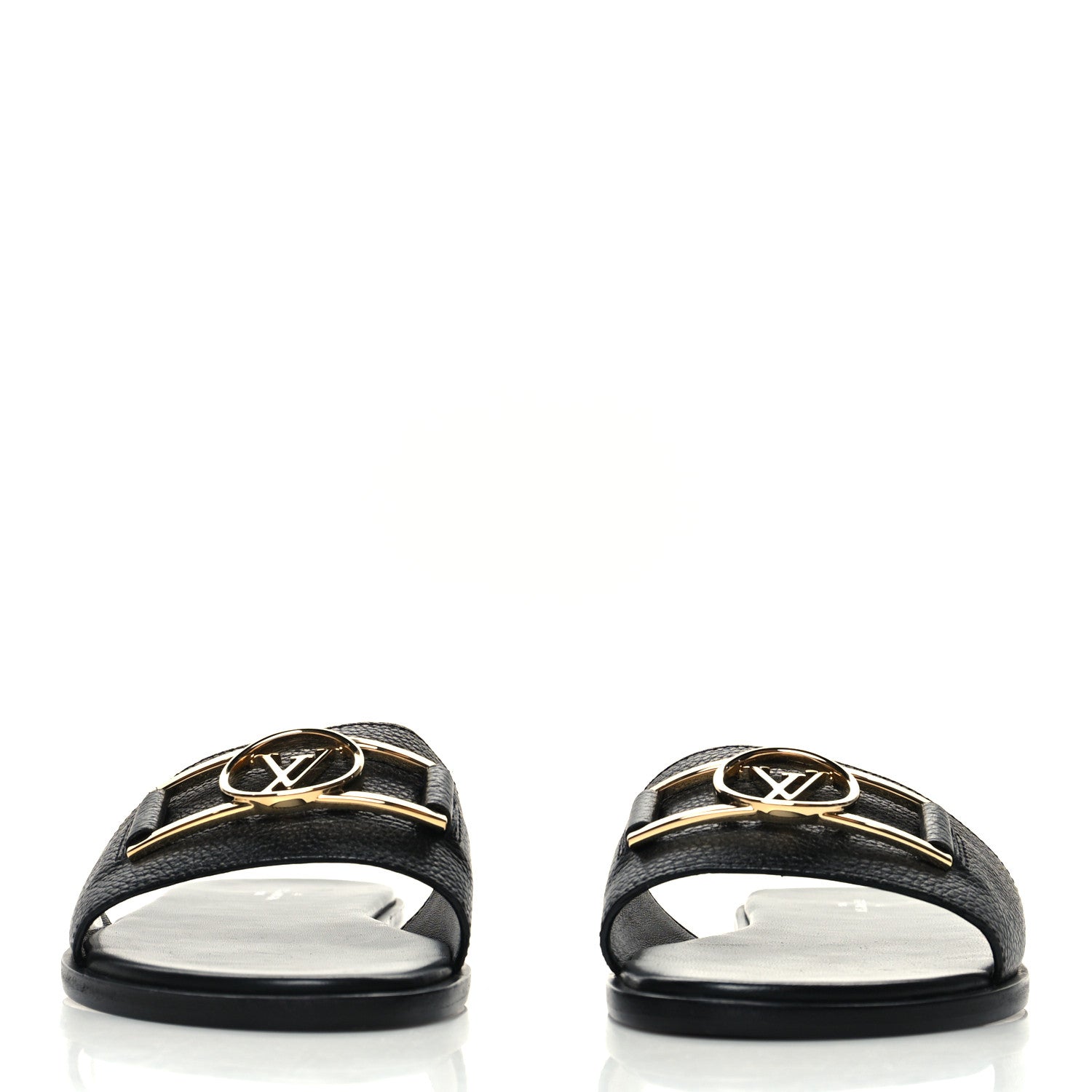 Louis Vuitton Calfskin Lock It Flat Mules 39 Black 2 of 9