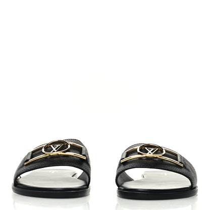 Louis Vuitton Calfskin Lock It Flat Mules 39 Black 2 of 9