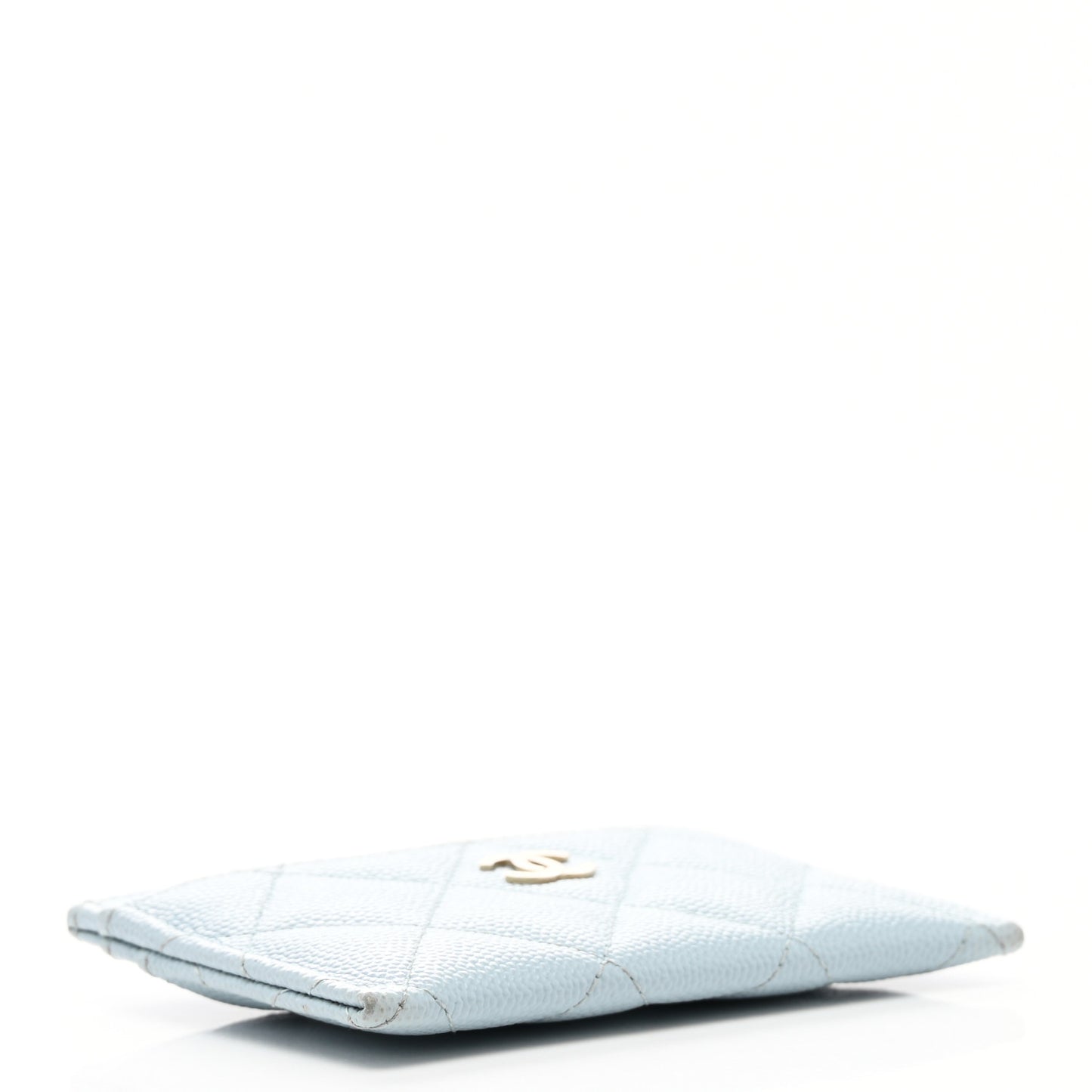 Caviar Quilted Card Holder Light Blue