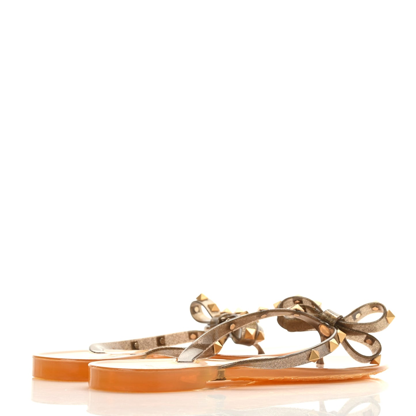 PVC Jelly Glitter Rockstud Bow Thong Sandals 41 Oro