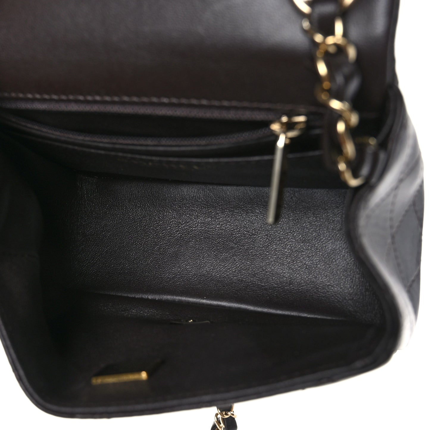 Lambskin Quilted Mini Square Flap Dark Brown