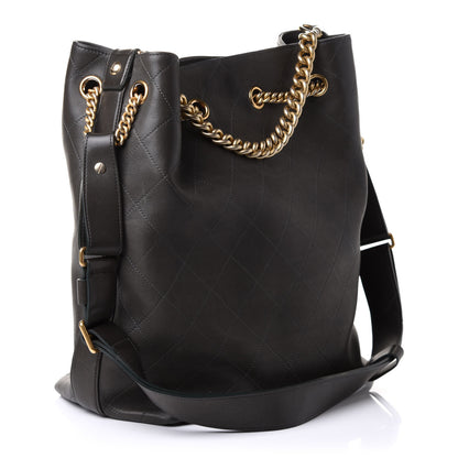 Chanel Calfskin Quilted Small On My Shoulder Drawstring Bag Dark Green 3 of 10