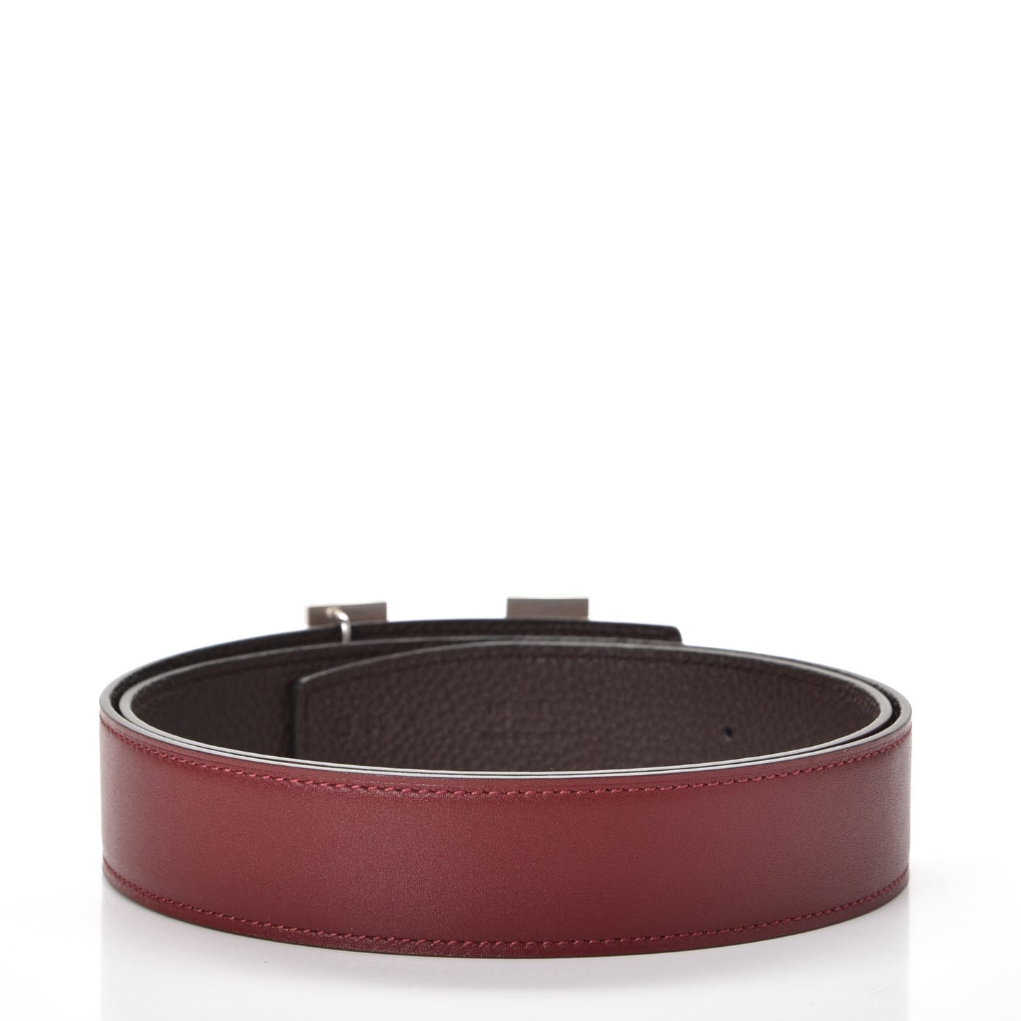 Tadelakt Togo 32mm H Belt 85 Rouge H Chocolate