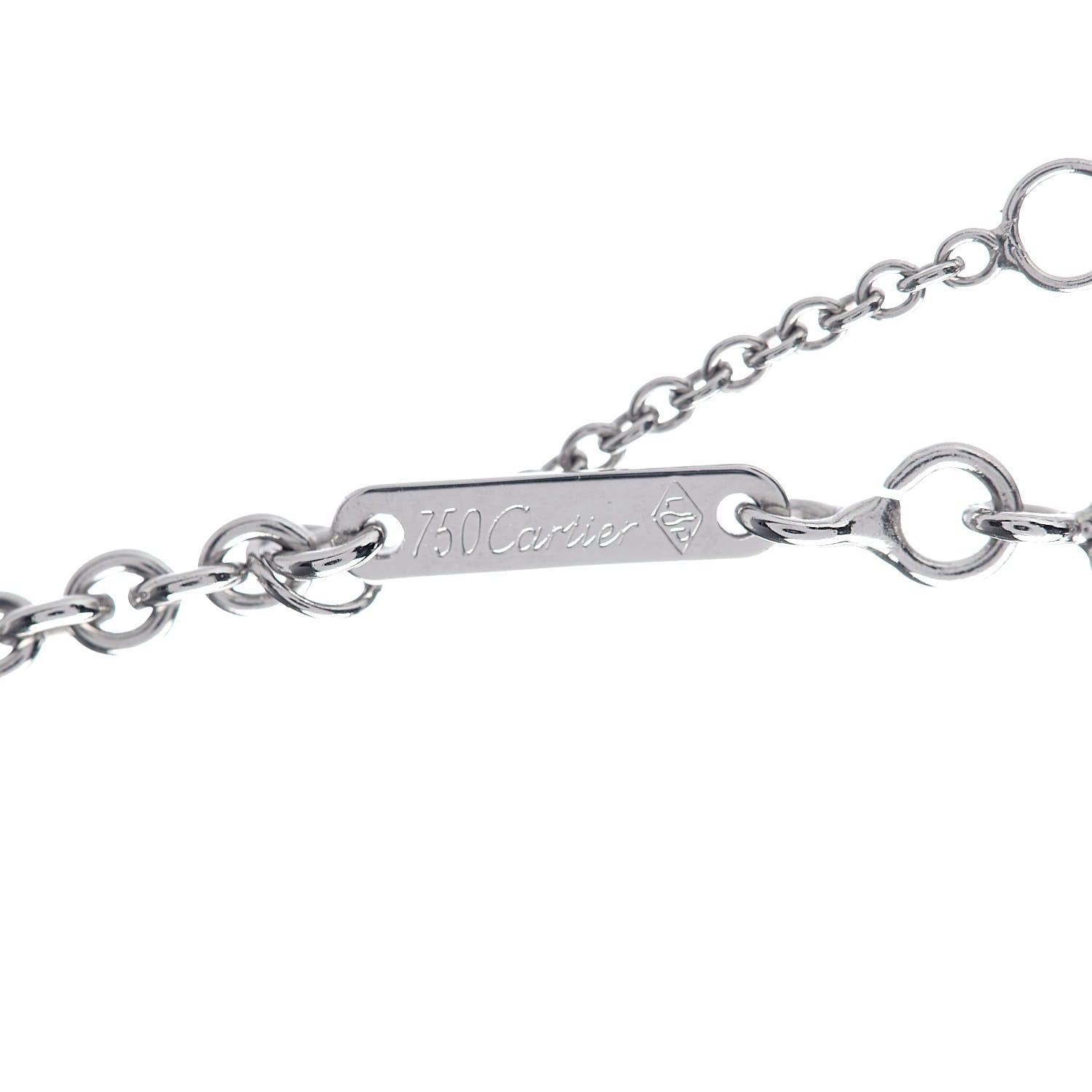 Cartier 18K White Gold Diamond Lanieres Pendant Necklace 6 of 8