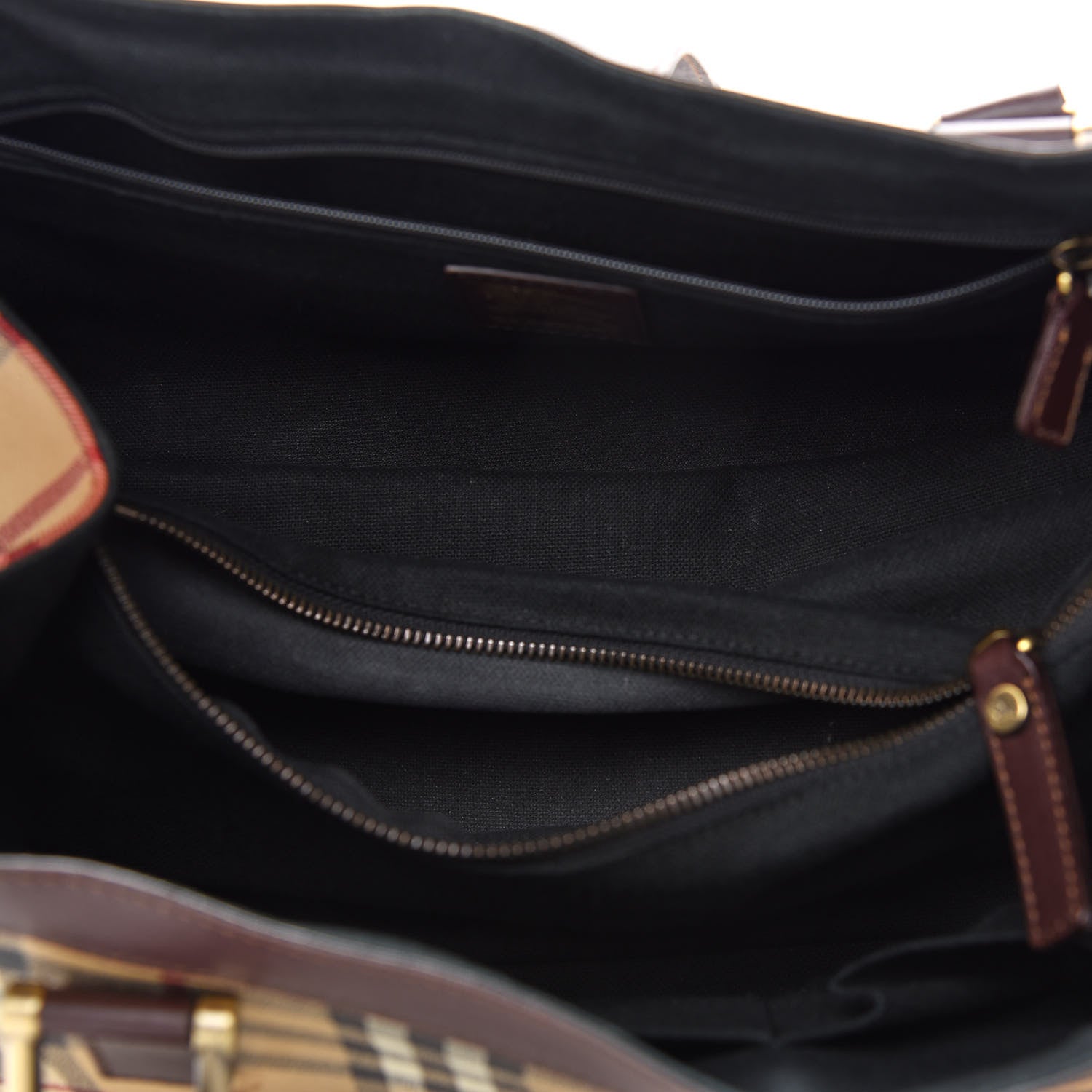 Burberry Haymarket Check Satchel Dark Tan 5 of 13