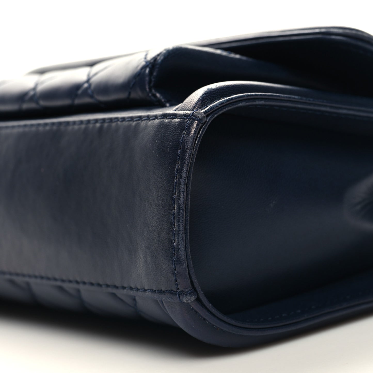 Lambskin Quilted Small Geometric Flap Navy