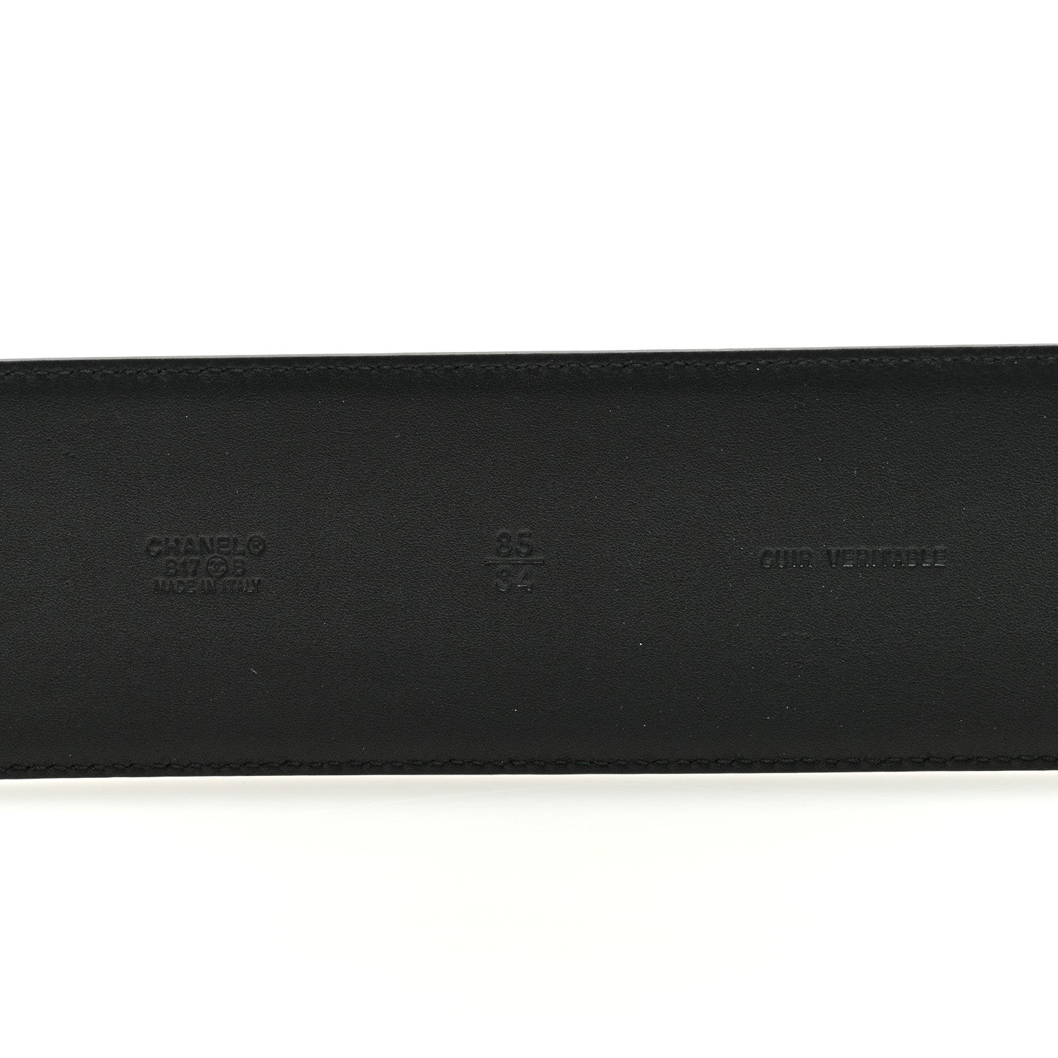 Chanel Calfskin Resin Gabrielle CC Logo Belt 85 34 Black 3 of 4