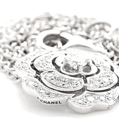 Chanel 18K White Gold Diamond Bouton de Camelia Pendant Necklace 6 of 7
