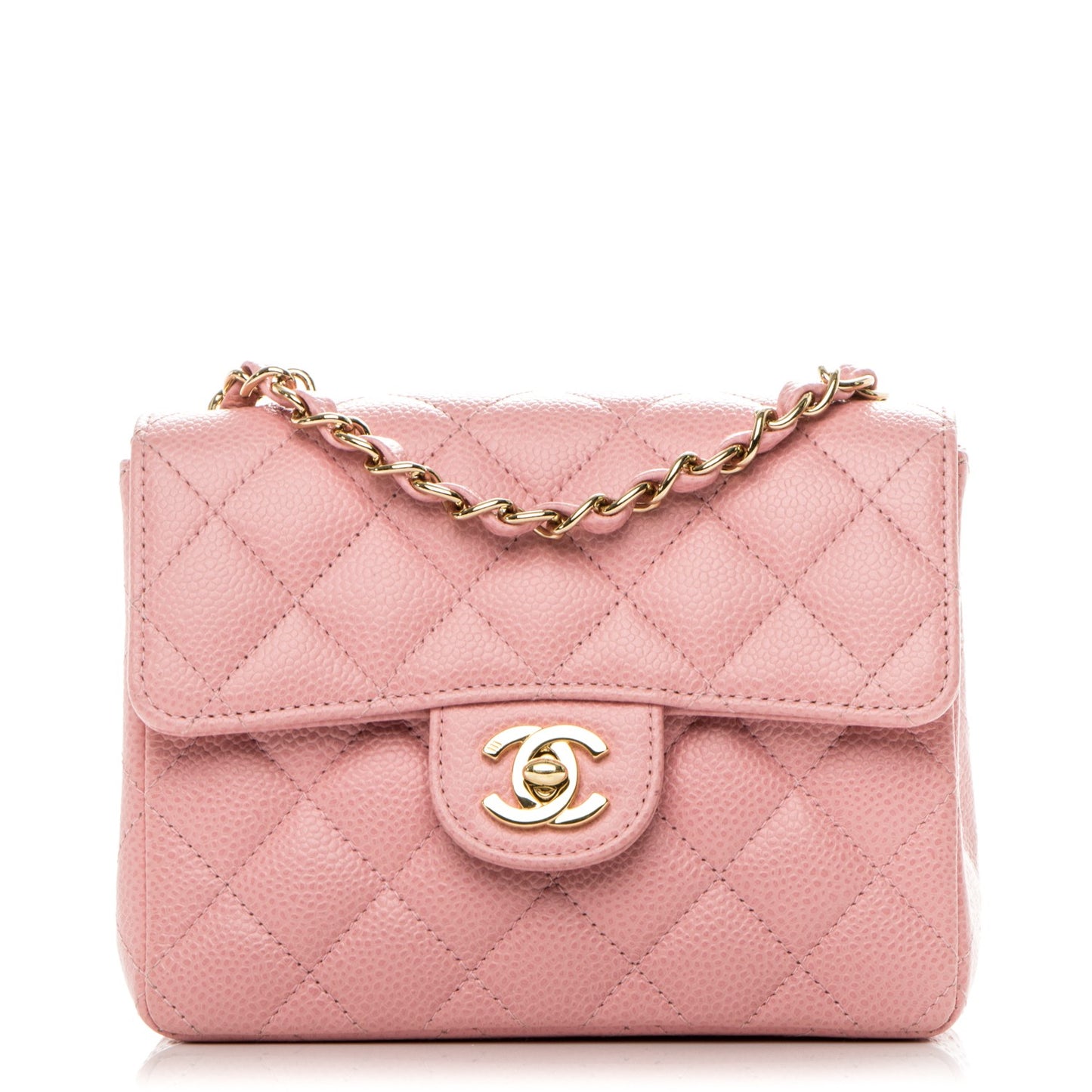 Caviar Quilted Mini Square Flap Pink