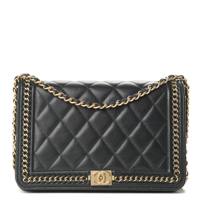 Chanel Calfskin Quilted Chain Around Boy Wallet On Chain WOC Black 1 of 14
