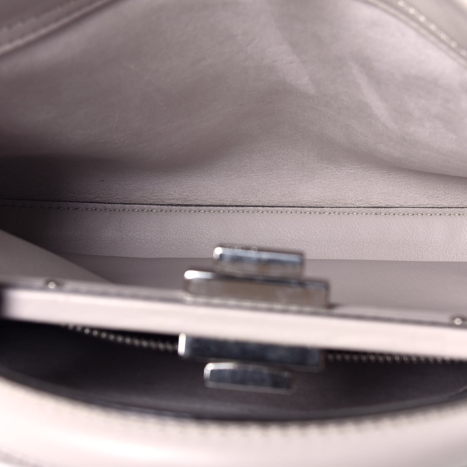 Fendi Vitello Seta Lace Up Medium Peekaboo Iconic Satchel Grigio Polvere 6 of 9